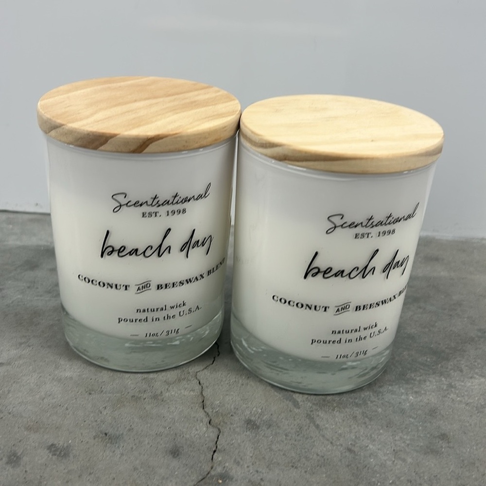 2 Scentsational Beach Day Candle Glass Jar 11 Oz Coconut Wax Blend